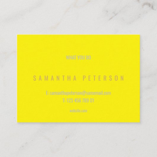 Carte De Visite néon jaune vif et or (Dos)