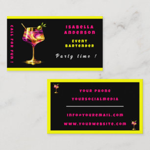 Carte De Visite Neon Modern Party Time Personnalisé Professionnel
