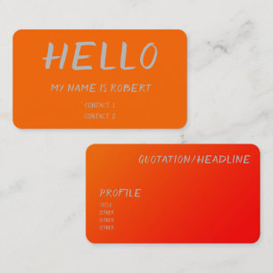 carte de visite néon orange - Bonjour