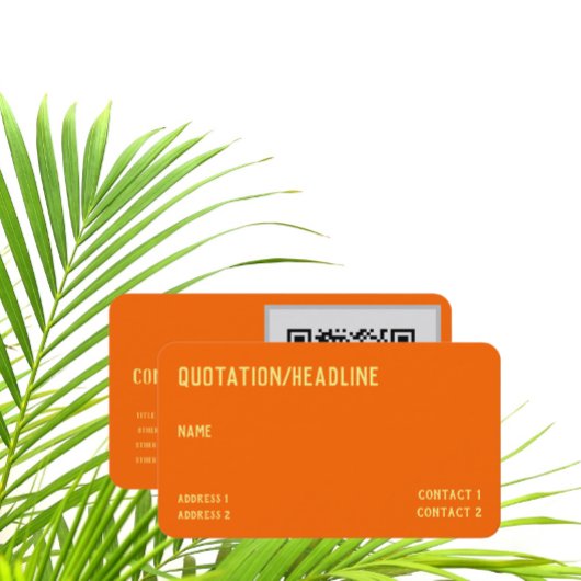 Carte De Visite néon orange - code QR -