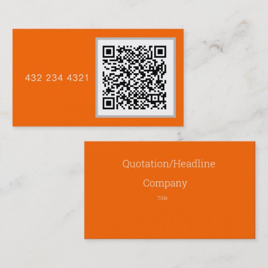 Carte De Visite néon orange - code QR gras (Devant / Derrière)