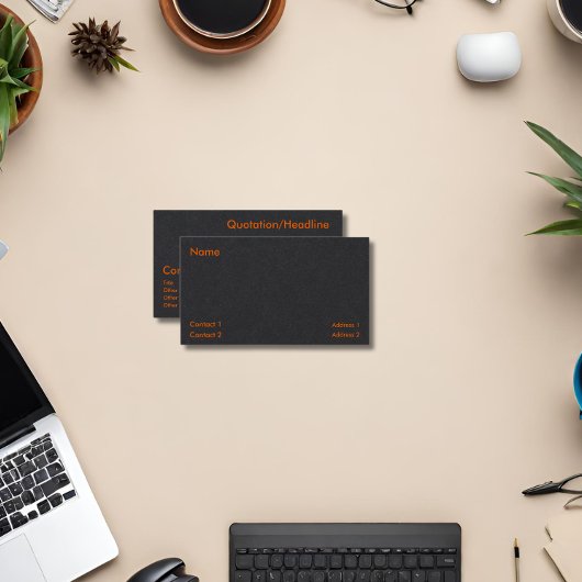 carte de visite néon orange et noir