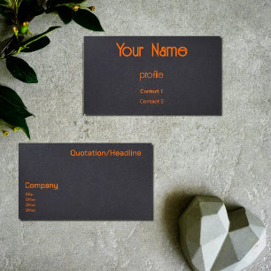 carte de visite néon orange et noir