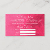 Carte De Visite Neon Pink épais Parties scintillant Drift Certific (Dos)