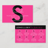 Carte De Visite Neon Pink Jewelry Instructions pour les soins post (Devant / Derrière)