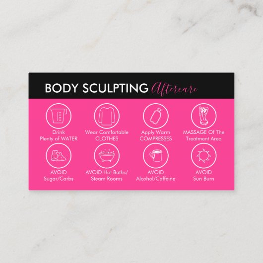 Carte De Visite Neon Pink Post Body Sculpting Aftercare (Dos)