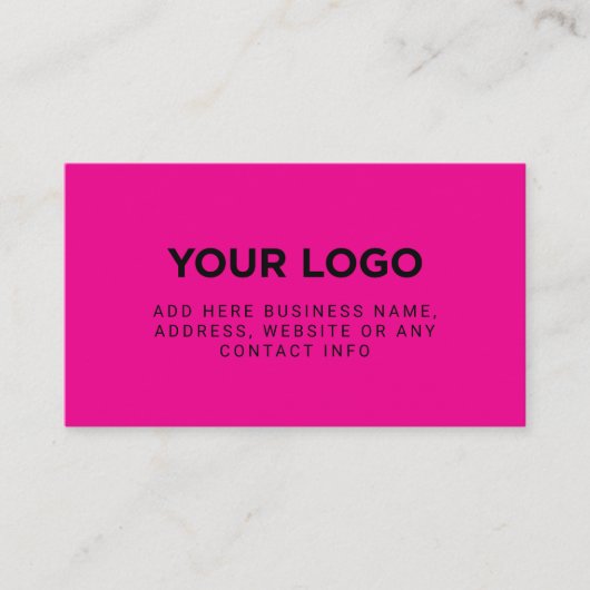 Carte De Visite Neon Pink | Simple Company Logo (Devant)