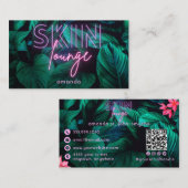 Carte De Visite Neon Pink Skin Lounge Code QR (Devant / Derrière)