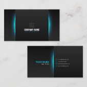 Carte De Visite Neon professionnel moderne bleu clair (Devant / Derrière)