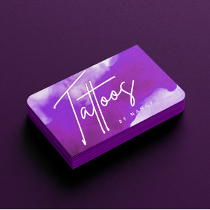 Carte De Visite Néon & Purple Tabouret Artiste de tatouage