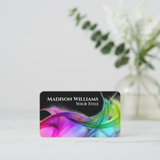 Carte De Visite Neon Rainbow Abstract Design (Debout devant)