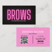 Carte De Visite Neon Rose Black Brow Technicien Beauté (Devant / Derrière)