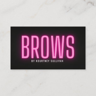 Carte De Visite Neon Rose Black Brow Technicien Beauté