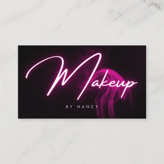 Carte De Visite Neon rose chaud et maquillage fumé Script manuscri (Devant)
