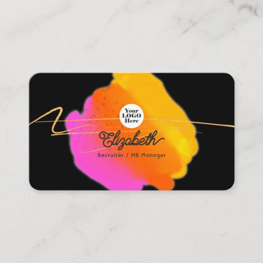 Carte De Visite Neon rose chaud et Parties scintillant or Faux (Devant)