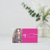 Carte De Visite Neon rose cheveux maquillage photo initiale code q (Debout devant)