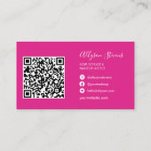 Carte De Visite Neon rose cheveux maquillage photo initiale code q (Dos)