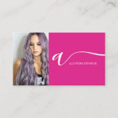 Carte De Visite Neon rose cheveux maquillage photo initiale code q (Devant)