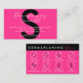 Carte De Visite Néon rose dermaplaning post-soins (Devant / Derrière)