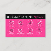 Carte De Visite Néon rose dermaplaning post-soins (Dos)