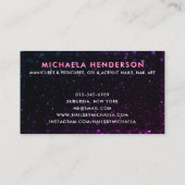 Carte De Visite Neon rose et Parties scintillant Nail Salon/Techni (Dos)
