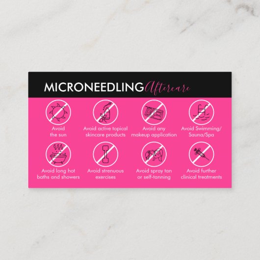 Carte De Visite Néon rose microneedling post-enseignement (Dos)