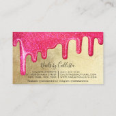 Carte De Visite Neon Rose or épais Parties scintillant gouttelette (Dos)