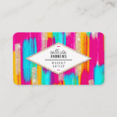 Carte De Visite Neon rose Turquoise Jaune Parties scintillant or P (Devant)