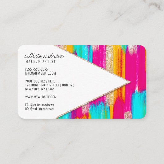 Carte De Visite Neon rose Turquoise Jaune Parties scintillant or P (Dos)