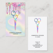 Carte De Visite Neon Unicorn Holographe coiffeuse (Devant / Derrière)