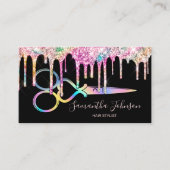 Carte De Visite Neon Unicorn Holographe coiffeuse (Devant)