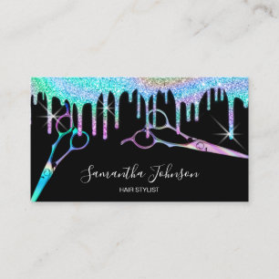 Carte De Visite Neon Unicorn Holostyliste coiffeur B
