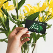 Carte De Visite Neon Vert & Fumée Nails / Nail Tech Script
