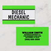 Carte De Visite Néon vert mécanique diesel (Devant / Derrière)