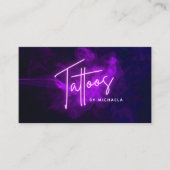 Carte De Visite Néon violet moderne et tatoueur de fumée (Devant)