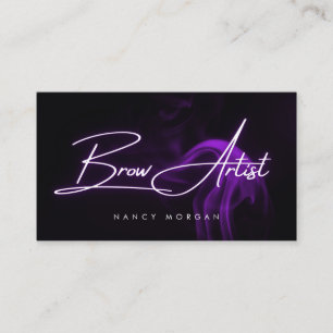 Carte de visite néon violet typographie Brow Artis