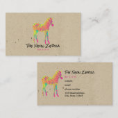 Carte De Visite Neon Zebra Baby Animal Psychedelic Funky Retro (Devant / Derrière)