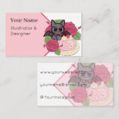 Carte De Visite Nerdy Bat et Rose Swiss Roll (Devant / Derrière)