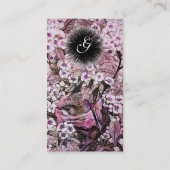 Carte De Visite NEST D'OISEAU, FLEURS DU PRINTEMPS Monogramme Rose (Dos)