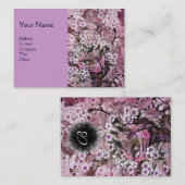 Carte De Visite NEST D'OISEAU, monogramme, violet blanc rose (Devant / Derrière)