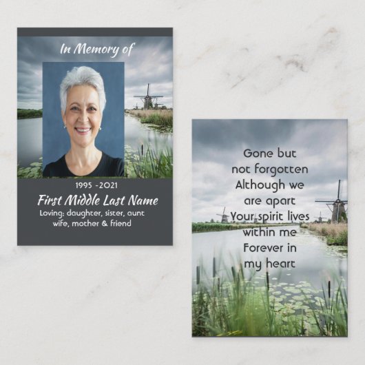 Carte De Visite  Netherlands Windmill Memorial Keepsake  (Devant / Derrière)