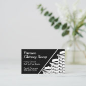 Carte De Visite Nettoyage à balais de la cheminée Noir Blanc (Debout devant)