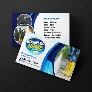 Carte De Visite Nettoyage au lavage sous pression Blue Power Wash