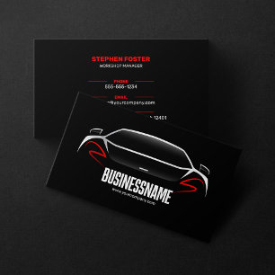 Carte De Visite Nettoyage automobile mobile Black & Red Détails de