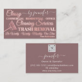 Carte De Visite Nettoyage classique Dépouille Rose de code QR (Devant / Derrière)