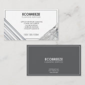 Carte De Visite Nettoyage de bureau en bande argent élégant (Devant / Derrière)