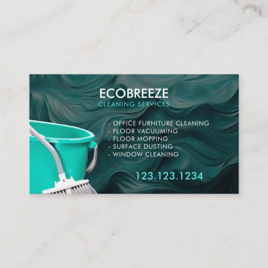 Carte De Visite Nettoyage de bureau Turquoise Wave (Devant)