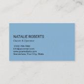 Carte De Visite Nettoyage de la maison Aquarelle bleue Entretien m (Dos)