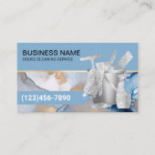 Carte De Visite Nettoyage de la maison Aquarelle bleue Entretien m (Devant)