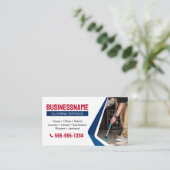 Carte De Visite Nettoyage de la Maison Bleue et Rouge Bureau Netto (Debout devant)